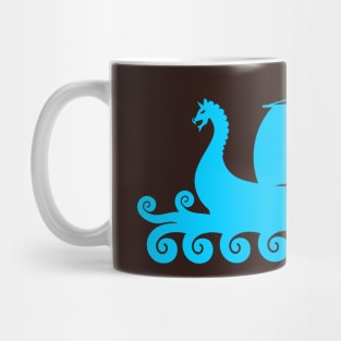 Blue Viking Ship Silhouette Mug